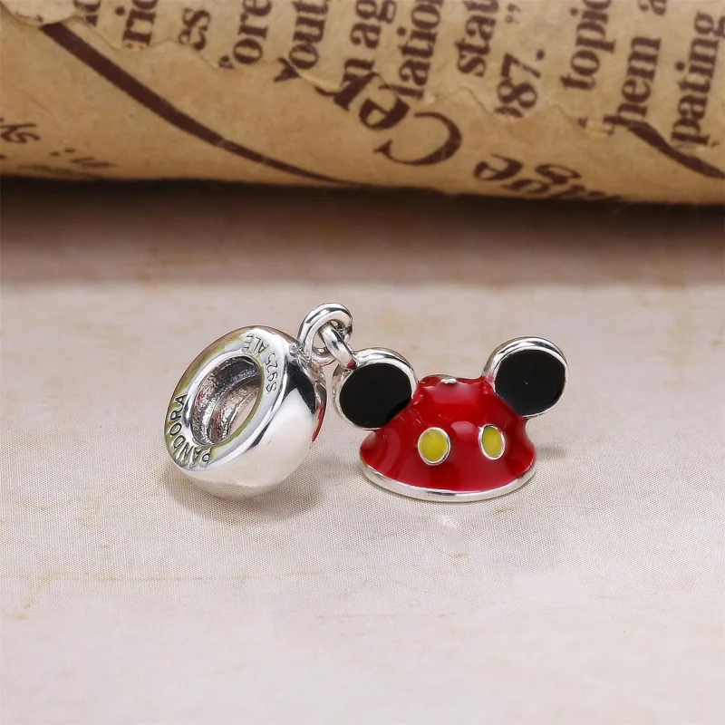 (bilde for) Pandora Disney Mickey ear lue sølv dingler med svart, rød og gul emalje - 792121 - Vis 3