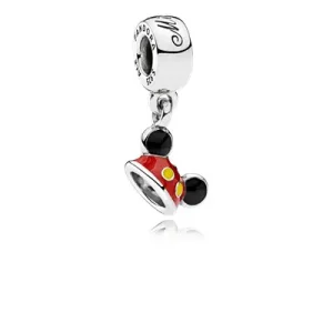 (bilde for) Pandora Disney Mickey ear lue sølv dingler med svart, rød og gul emalje - 792121ENMX