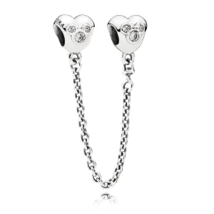 (bilde for) Pandora Disney Mickey & Minnie sikkerhetskjede i sølv med cubic zirconia - 791704CZ