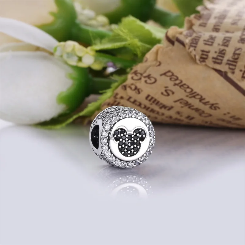 (bilde for) Pandora Disney Mickey & Minnie silver charm with black crystal, clear and red cu - Vis 2