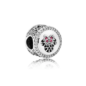 (bilde for) Pandora Disney Mickey & Minnie silver charm with black crystal, clear and red cubic zirconia - 791958NCK