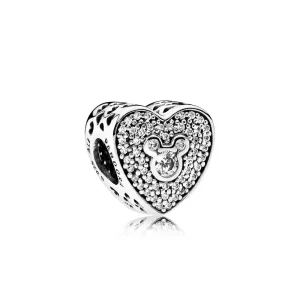 (bilde for) Pandora Disney. Mickey & Minnie Sparkling Heart Charm - 792049CZ