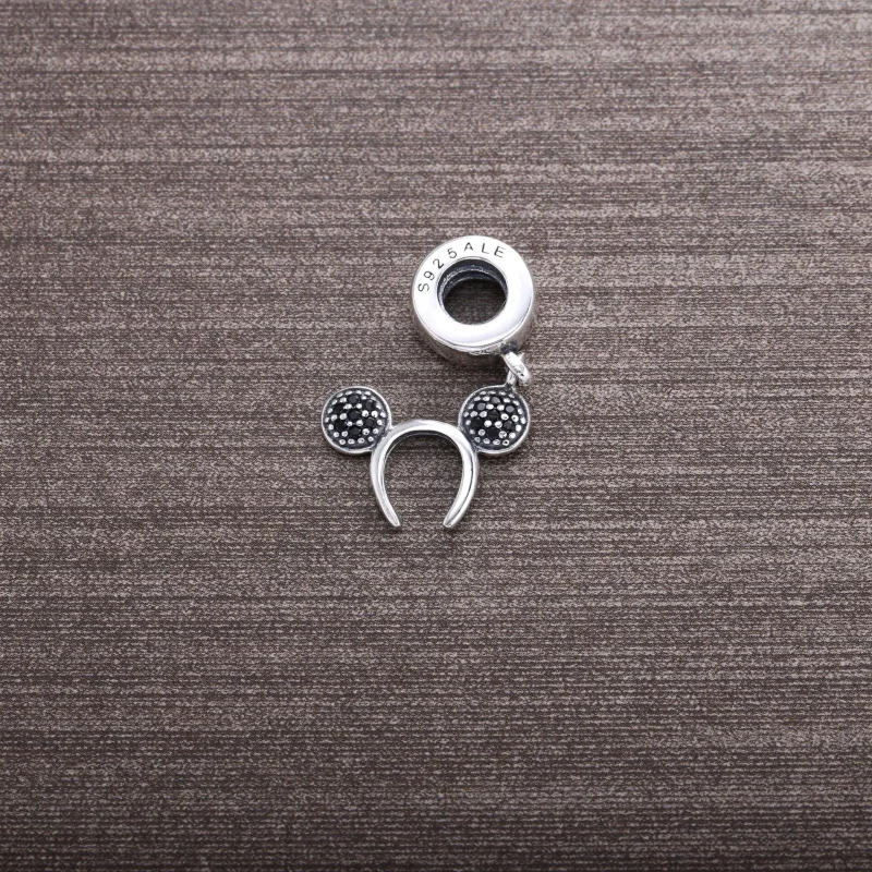 (bilde for) Pandora Disney Mickey pannebånd sølv dingle med svart krystall - 791561NCK - Vis 2