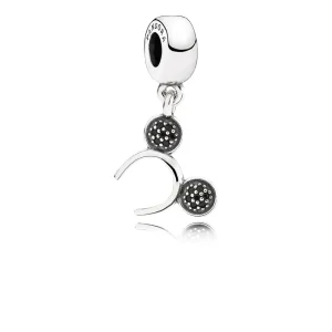 (bilde for) Pandora Disney Mickey pannebånd sølv dingle med svart krystall - 791561NCK
