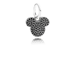 (bilde for) Pandora Disney Mickey pave sølv dingle med svart krystall - 791446NCK