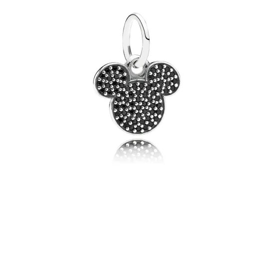 (bilde for) Pandora Disney Mickey pave sølv dingle med svart krystall - 791446NCK