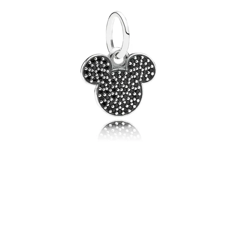 (bilde for) Pandora Disney Mickey pave sølv dingle med svart krystall - 791446NCK