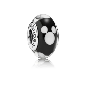 (bilde for) Pandora Disney Mickey silver charm with black and white Murano glass - 791633