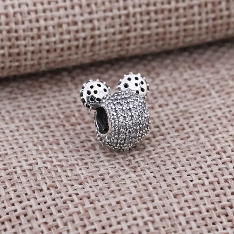 (bilde for) Pandora Disney Mickey silver charm with black crystal, clear cubic zirconia and - Vis 4