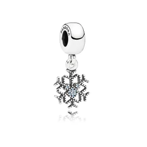 (bilde for) Pandora Disney Mickey snøfnugg sølv dingle med fancy lyseblå cubic zirconia - 791467CFL