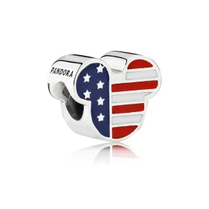 (bilde for) Pandora Disney Mickey USA silver charm with red, white and blue enamel - 791585ENMX