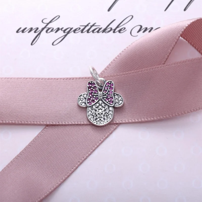 (bilde for) Pandora Disney Minnie pave sølv dingler med klare og røde cubic zirconia - 79144 - Vis 2