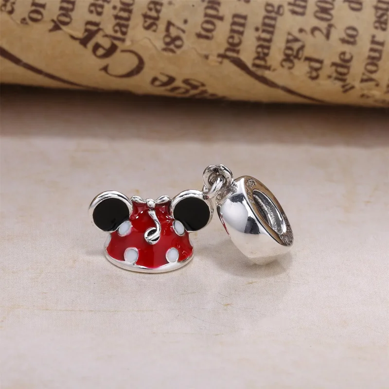 (bilde for) Pandora Disney Minnie ørelue sølv dingler med svart, rød og hvit emalje - 792122 - Vis 2