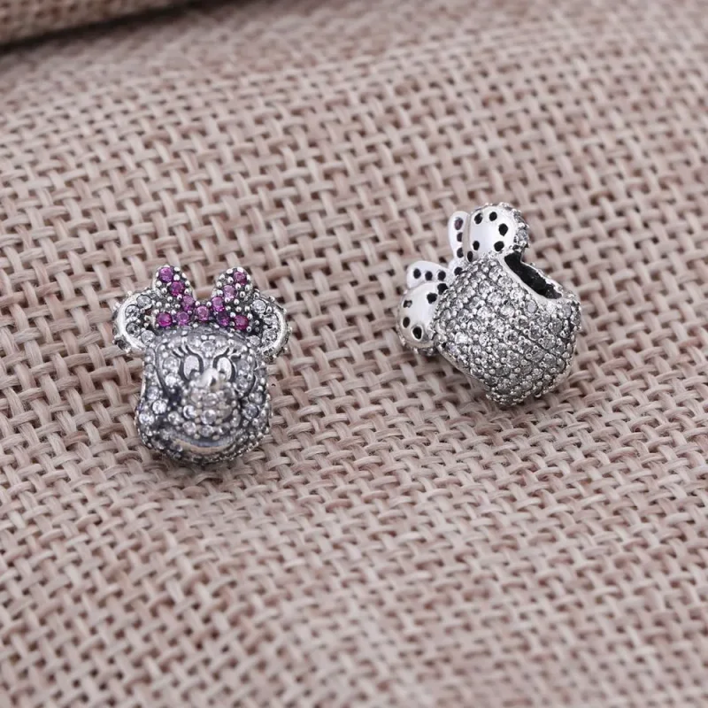 (bilde for) Pandora Disney Minnie silver charm with black crystal, clear and red cubic zirco - Vis 3