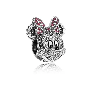 (bilde for) Pandora Disney Minnie silver charm with black crystal, clear and red cubic zirconia and black enamel - 791796NCK