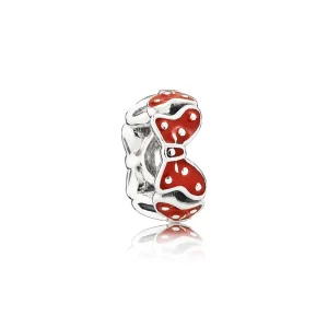 (bilde for) Pandora Disney Minnie sløyfe sølv spacer med rød emalje - 791582EN09