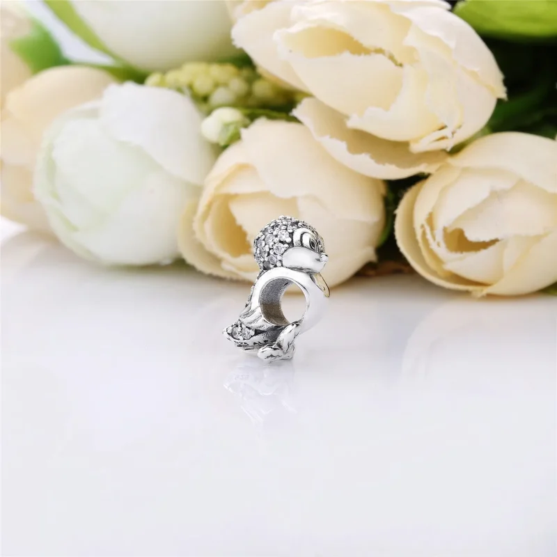 (bilde for) Pandora Disney Snow White bird silver charm with clear cubic zirconia - 797166CZ - Vis 3