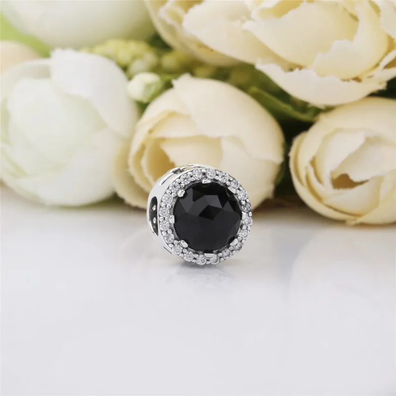 (bilde for) Pandora Disney Snow White silver charm with black crystal and clear cubic zircon - Vis 2
