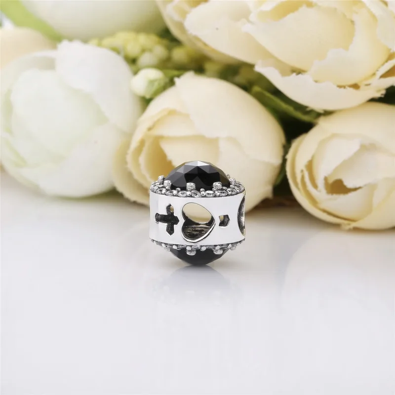 (bilde for) Pandora Disney Snow White silver charm with black crystal and clear cubic zircon - Vis 3
