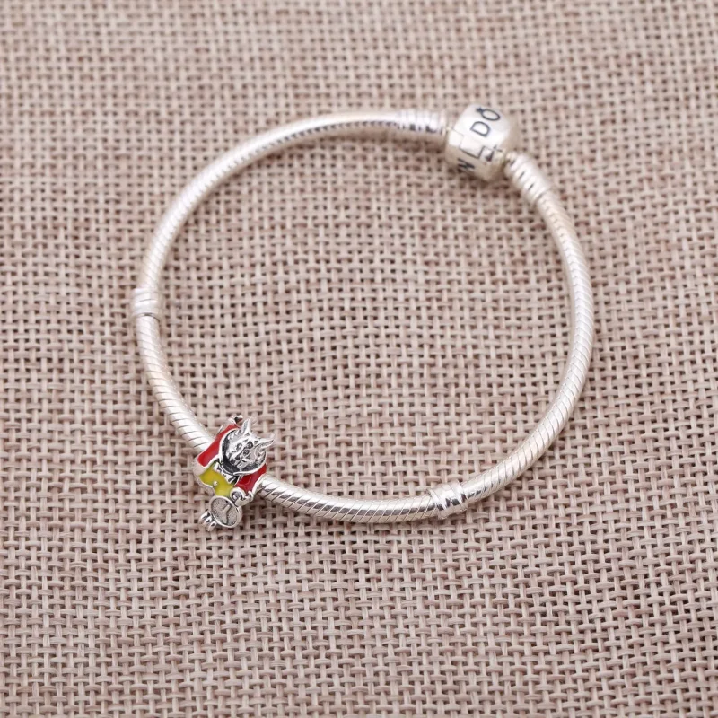 (bilde for) Pandora Disney White Rabbit silver charm with red and yellow enamel - 791898ENMX - Vis 2
