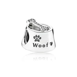 (bilde for) Pandora Dog bowl silver charm with cubic zirconia - 791708CZ