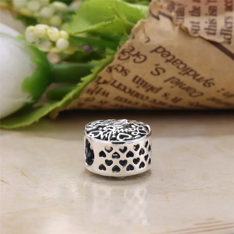 (bilde for) Pandora Family silver charm with 14k and clear cubic zirconia - 796267CZ - Vis 3