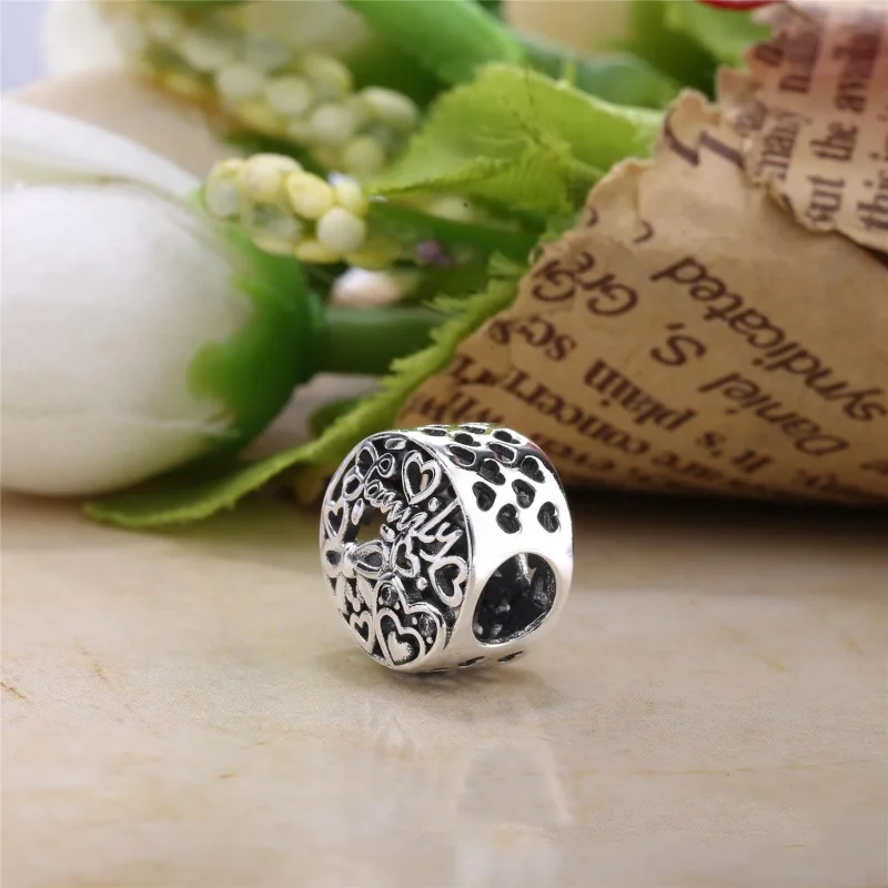 (bilde for) Pandora Family silver charm with 14k and clear cubic zirconia - 796267CZ - Vis 4