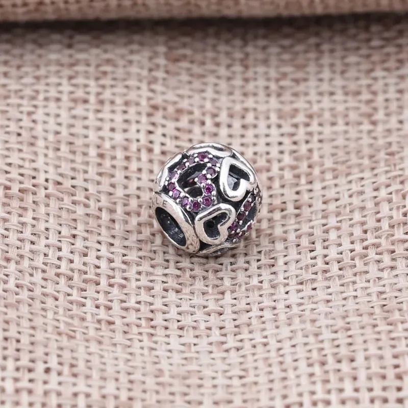 (bilde for) Pandora Fancy Pink Falling in Love Openwork Charm - 791424CZS - Vis 2