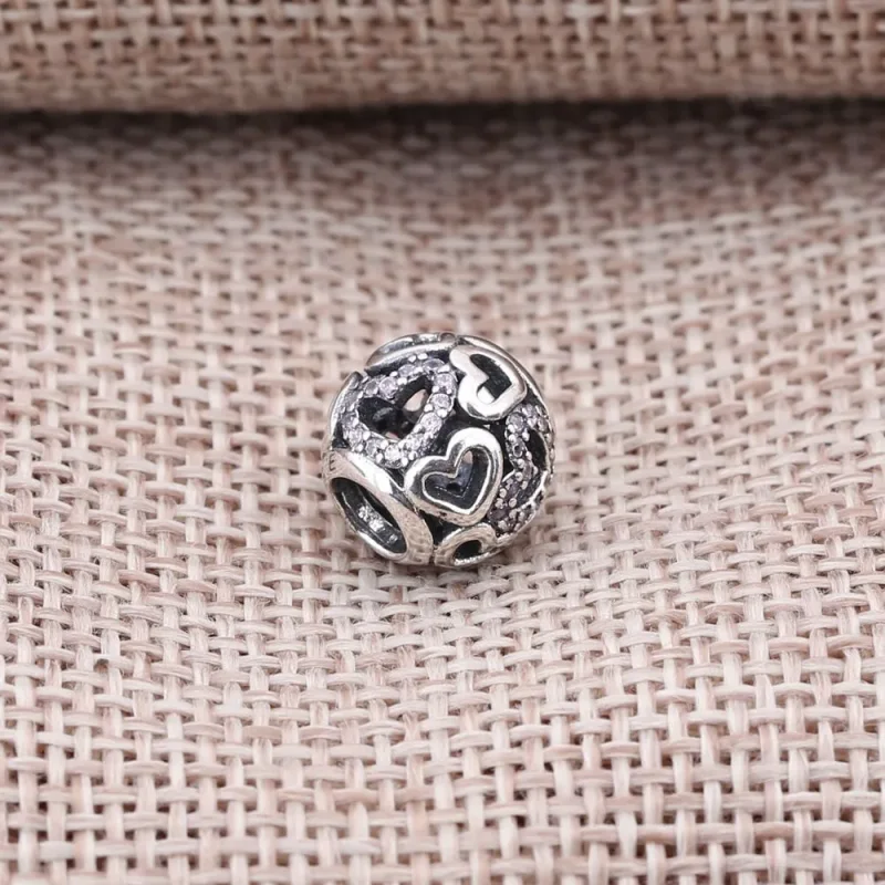(bilde for) Pandora Fancy Pink Falling in Love Openwork Charm - 791424CZS - Vis 3
