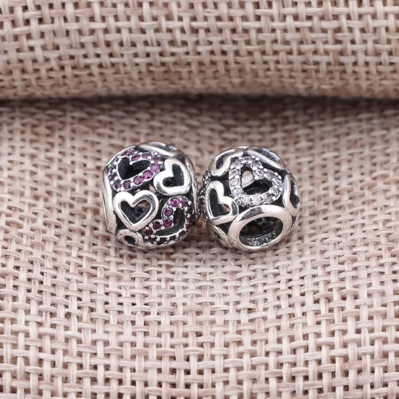(bilde for) Pandora Fancy Pink Falling in Love Openwork Charm - 791424CZS - Vis 4