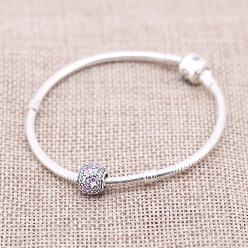 (bilde for) Pandora Fancy Pink Heart Pavé Ball Charm - 791249CZS - Vis 2