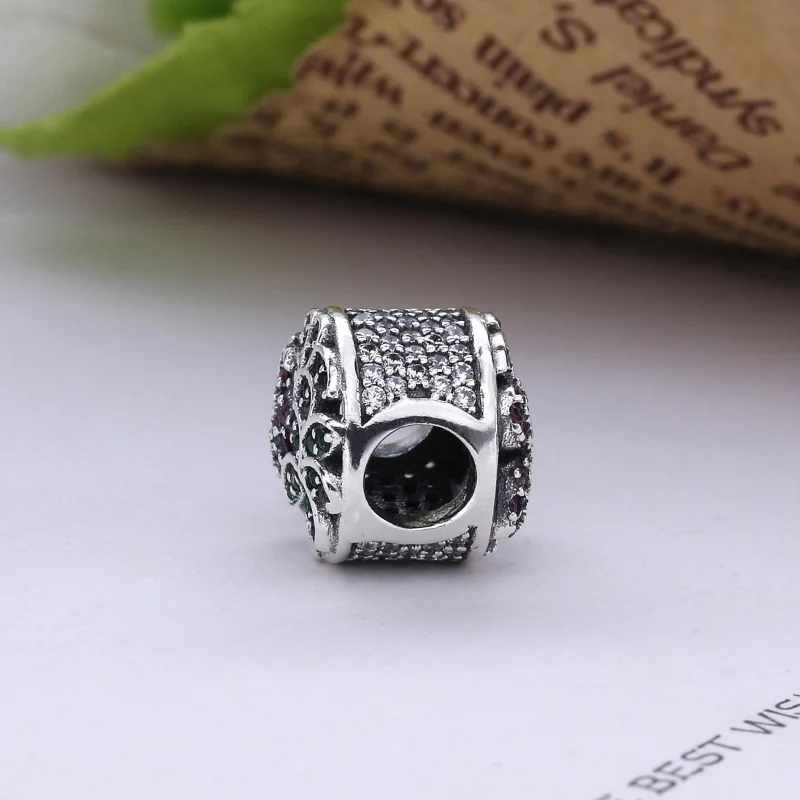 (bilde for) Pandora Flamingo silver charm with fancy pink cubic zirconia, teal cubic zirconi - Vis 3