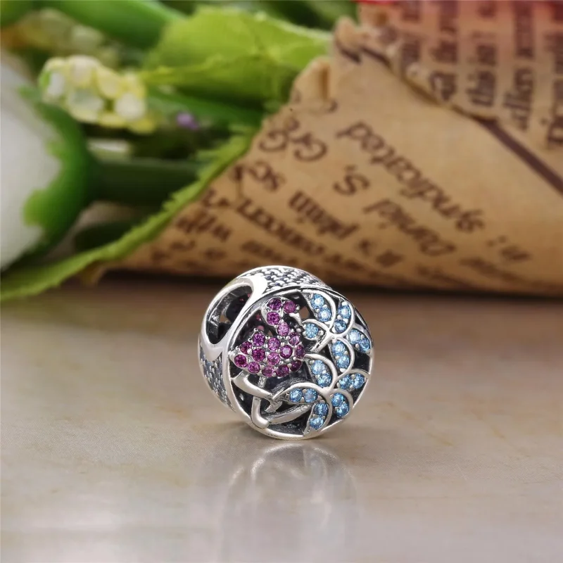 (bilde for) Pandora Flamingo silver charm with fancy pink cubic zirconia, teal cubic zirconi - Vis 5
