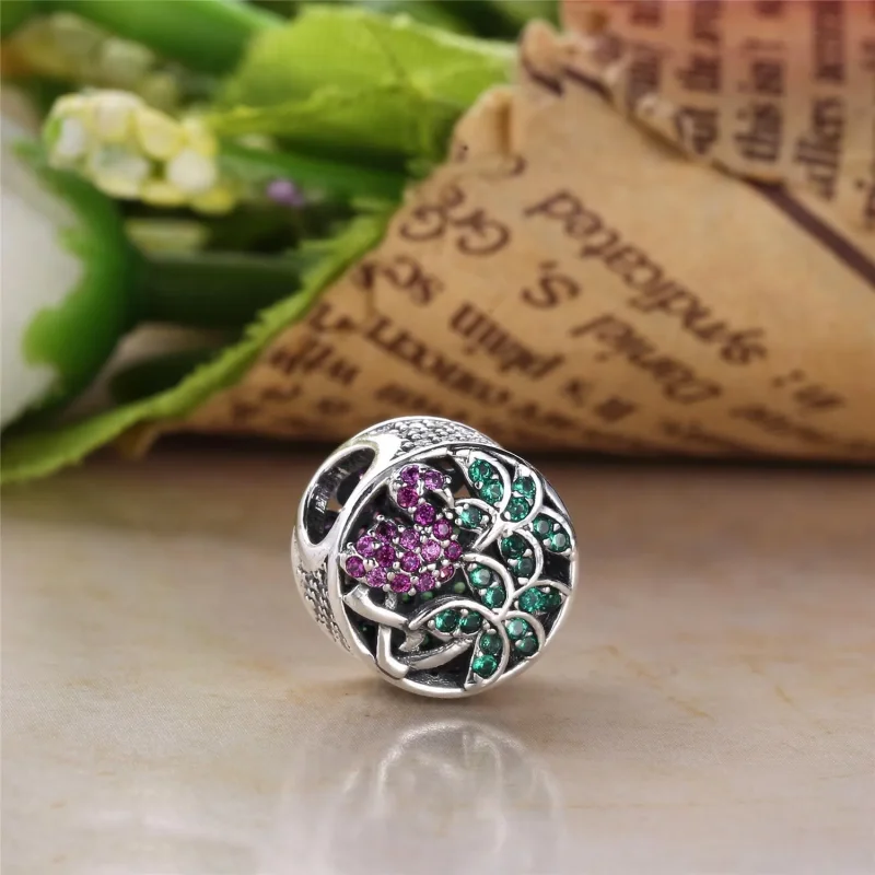 (bilde for) Pandora Flamingo silver charm with fancy pink cubic zirconia, teal cubic zirconi - Vis 6