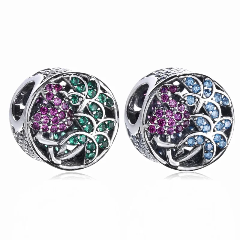 (bilde for) Pandora Flamingo silver charm with fancy pink cubic zirconia, teal cubic zirconi - Vis 7