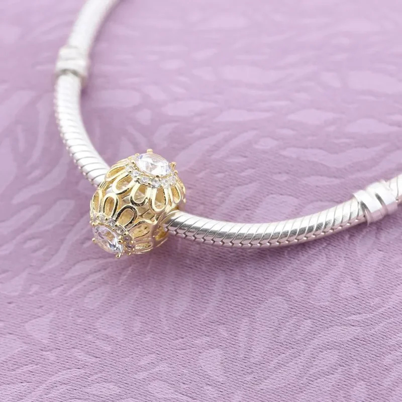 (bilde for) Pandora Floral Brilliance Openwork Charm - 791260CZ - Vis 3