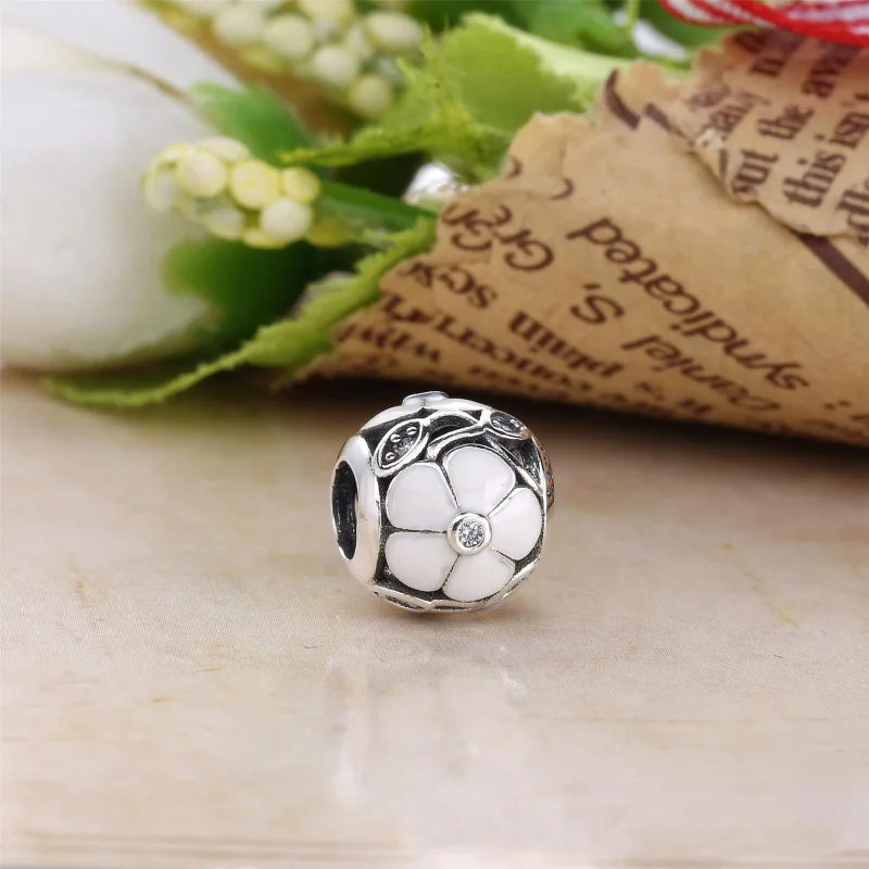(bilde for) Pandora Floral silver charm with mother of pearl and clear cubic zirconia - 7918 - Vis 2