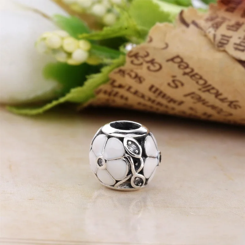 (bilde for) Pandora Floral silver charm with mother of pearl and clear cubic zirconia - 7918 - Vis 3