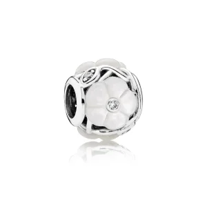 (bilde for) Pandora Floral silver charm with mother of pearl and clear cubic zirconia - 791894MOP