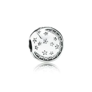 (bilde for) Pandora Funklende Måne og Stjerne Klemmecharm - 791386CZ