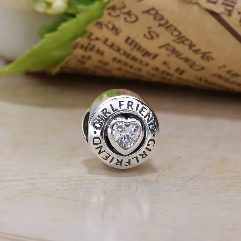 (bilde for) Pandora Girlfriend silver charm with clear cubic zirconia - 792145CZ - Vis 2