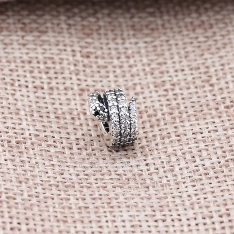 (bilde for) PANDORA Glitrende Snake, Clear Cz & Black Crystal Charm - 791539cz - Vis 2