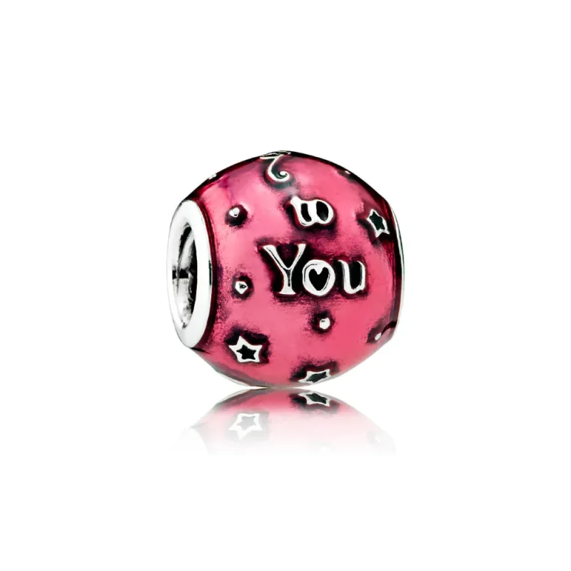 (bilde for) Pandora Happy birthday silver charm with cerise enamel - 791983EN117 - Vis 2