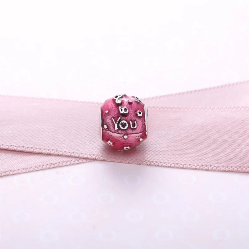 (bilde for) Pandora Happy birthday silver charm with cerise enamel - 791983EN117 - Vis 4