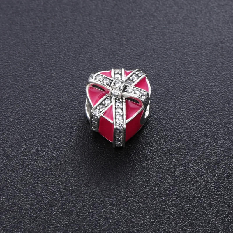 (bilde for) Pandora Heart gift silver charm with clear cubic zirconia and magenta enamel - 7 - Vis 2