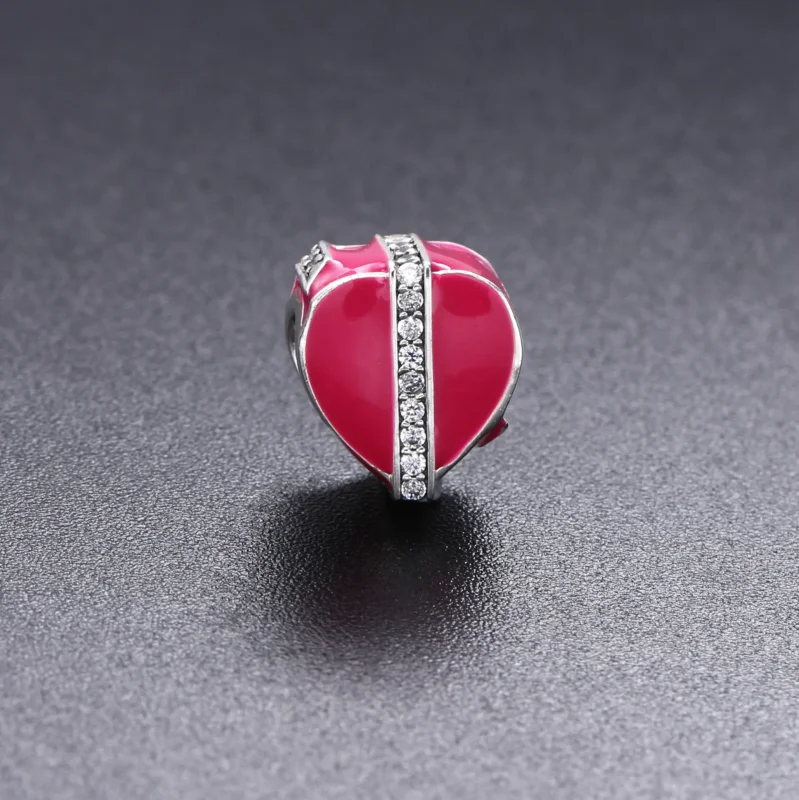(bilde for) Pandora Heart gift silver charm with clear cubic zirconia and magenta enamel - 7 - Vis 3