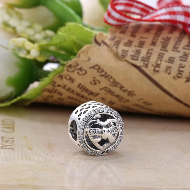 (bilde for) Pandora Heart silver charm with clear cubic zirconia - 792146CZ - Vis 2