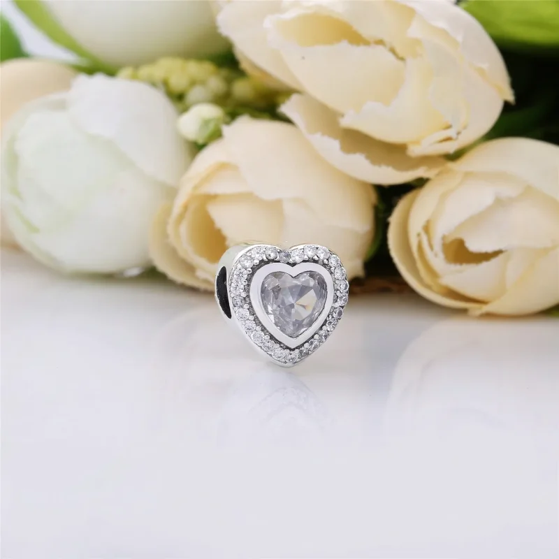 (bilde for) Pandora Heart silver charm with clear cubic zirconia - 797608CZ - Vis 3