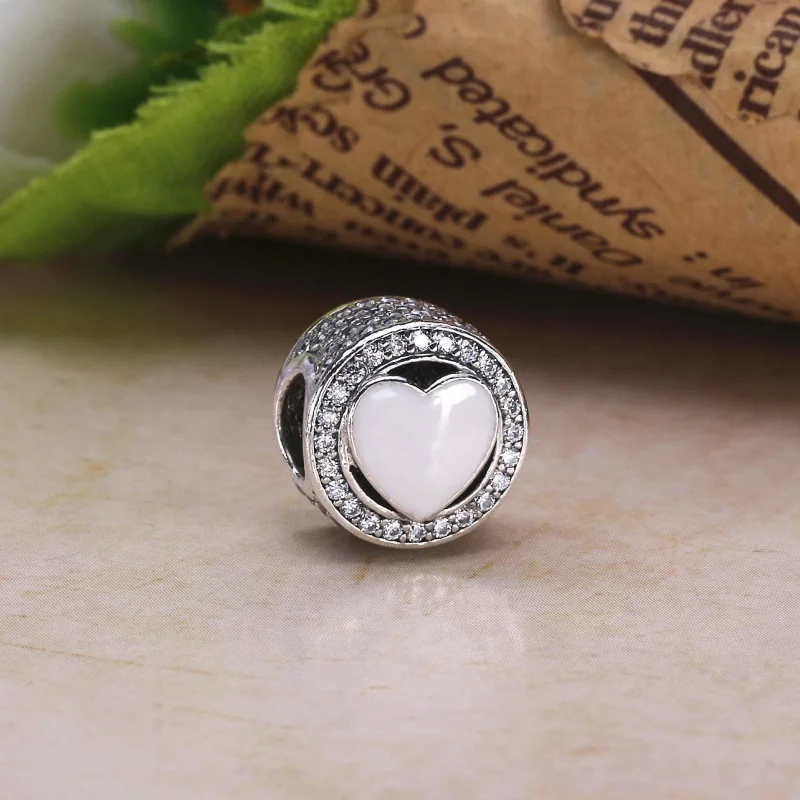 (bilde for) Pandora Heart silver charm with clear cubic zirconia and pink enamel - 792034CZ - Vis 2