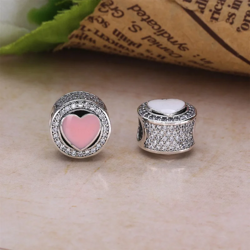 (bilde for) Pandora Heart silver charm with clear cubic zirconia and pink enamel - 792034CZ - Vis 4